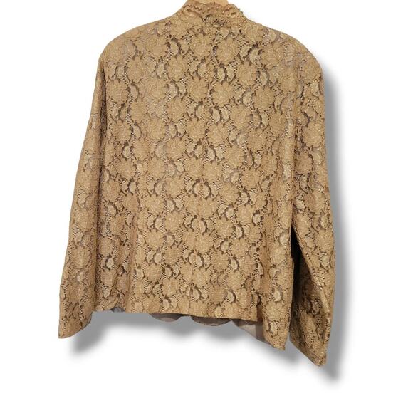 Karen Scott Women's Lace Blazer Coat with Pearls & Lining Brown Size  xl - Picture 3 of 8